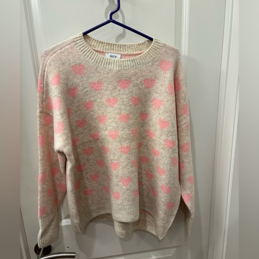 ⌛️sale⌛️ NWT CeCe Pink Heart Sweater- S
